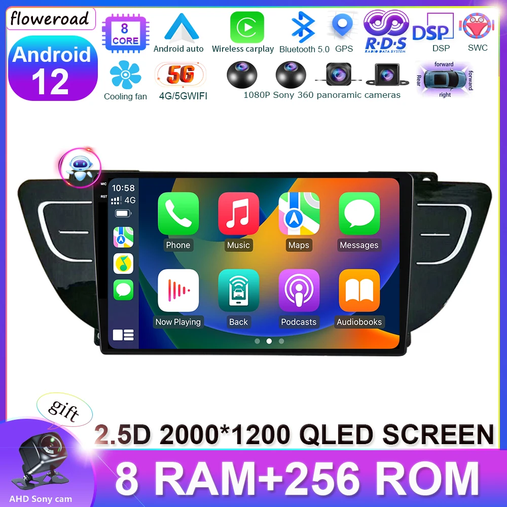 

Carplay auto 256G 8Core for Geely Atlas NL-3 2016 - 2020 Car Radio Multimedia Video Player Navigation GPS Android 12 DSP RDS