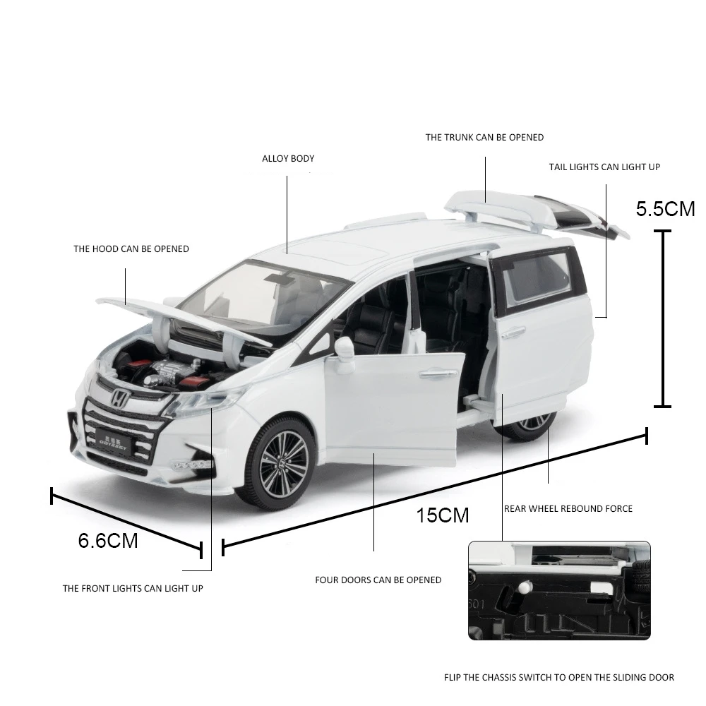 1/32 Honda Odyssey MPV Sport Toy Car Model JKM Diecast Metal