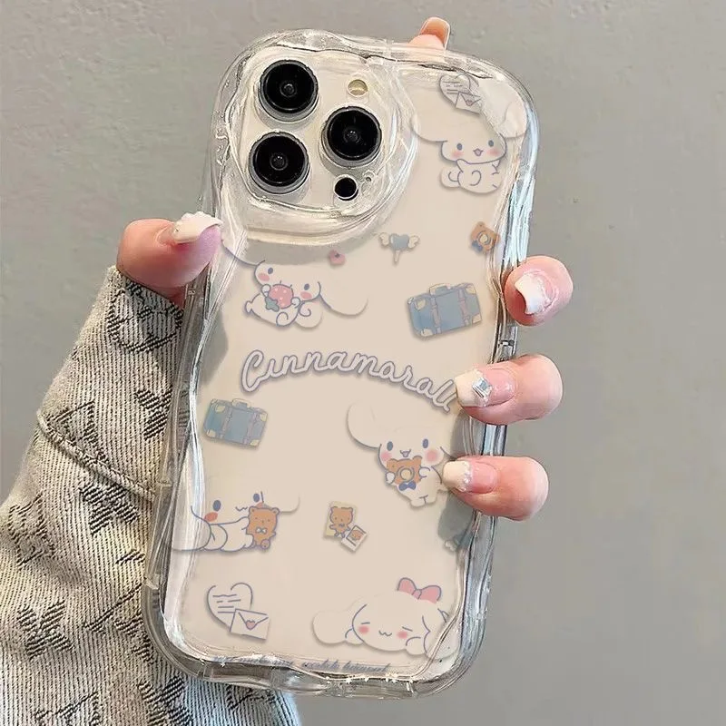 thumbnail image 1 of Funda de silicona suave con diseño de ondas 3D de Sanrio Hello Kitty Cinnamoroll para iPhone 16, 15, 14, 13, 12, 11 Pro Max, Mini X, XR, XSMAX, 8, 7, 6S Plus, 1 of 5