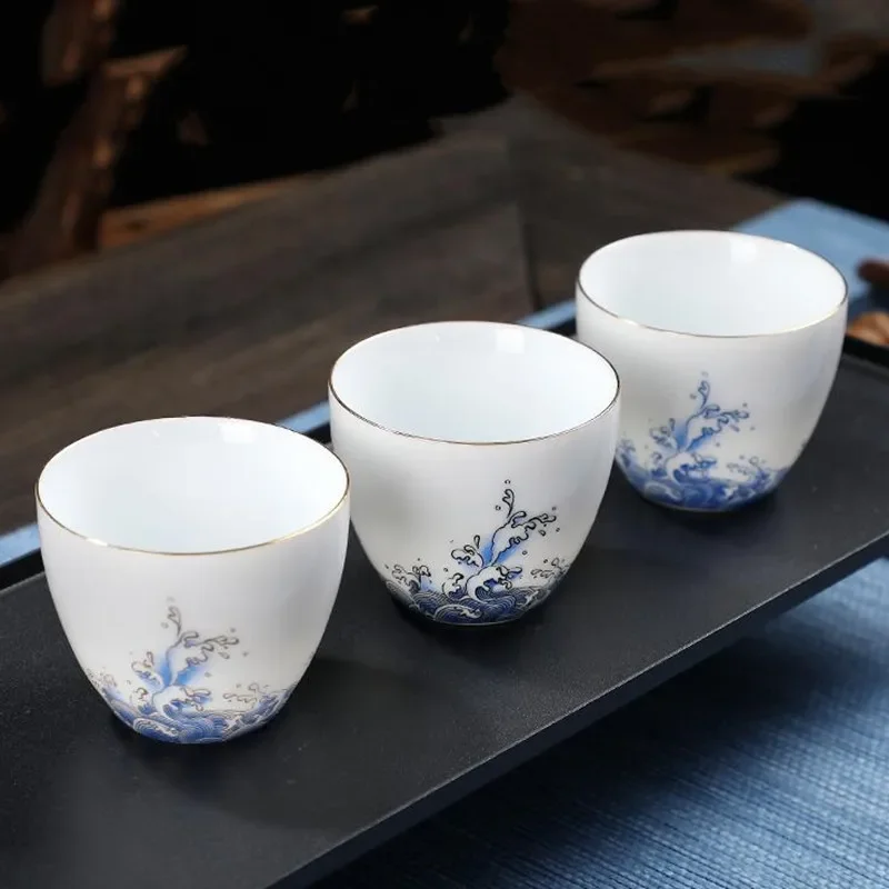 60ml Chinese White Porcelain Teacup Coffee Cup Handmade Ceramic Tea Bowl Boutique Tea Set Accessories Personal Master Cup