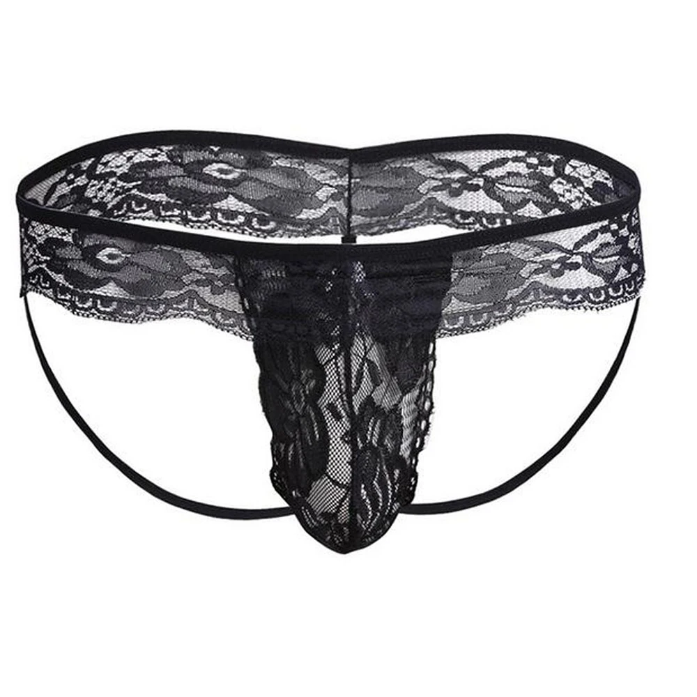 Men Lace See Through Sissy Gay Pouch Thong Briefs Underwear Panties Underpants