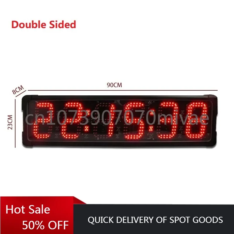 שעון קיר דיגיטלי עם תצוגה דו צדדית בגודל 6 אינץ', זמן של 12/24 שעות, מתאים למרתון גדול לשימוש בחוץ