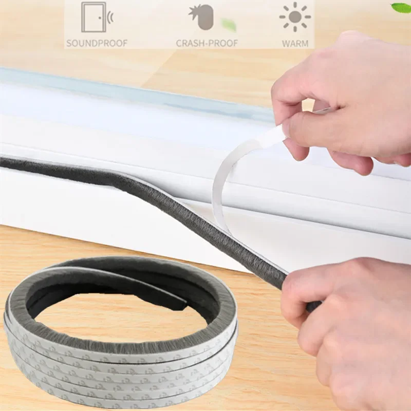 10/5Meters brush strip self adhesive door window sealing strip home door window sound insulation seal film weather