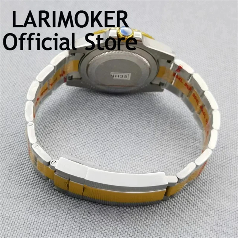 Lari moker 40mm Herren Uhr zweifarbiges Gold gehäuse selbst aufwickeln des Saphirglas nh35 pt5000 Uhrwerk blaues Zifferblatt Edelstahl armband – Detail 10
