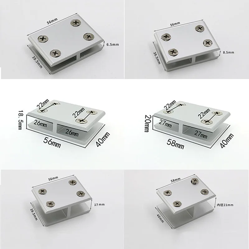 Aluminum Glass Clamps 180 Degrees Shelves Support Bracket Clips DIY Hardware 2 to 20mm Thickness Board Glass Acrylic