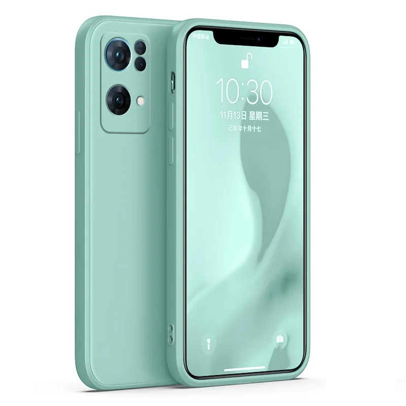 Für OPPO Reno7 Pro 5G SE, einfarbig, gerade Kante, flüssiges Silikon, feines Loch, All-Inclusive-Objektivschutz, Co_voghion.com