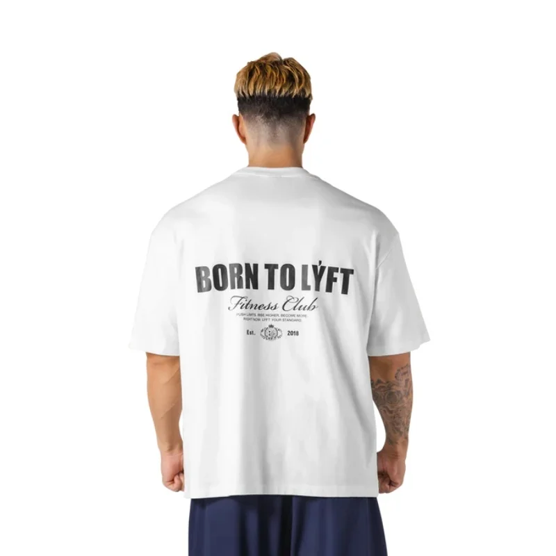 BORN TO LYFT Summer Fitness Men Printed T-Shirts Pure Cotton Men's