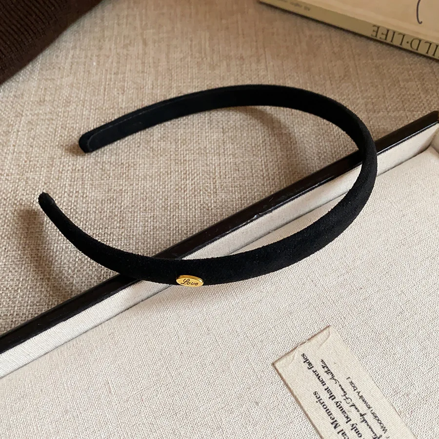 9 Farben Dünne Samt-Haarbänder mit schmalen ovalen Buchstaben für Damen, Retro Minimalistisches Stoff-Stirnband, Täglicher Kopfschmuck, Neu M – Detail 9