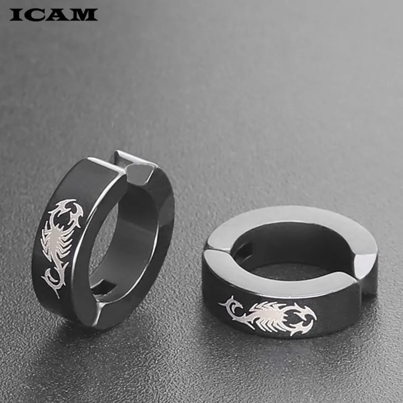 1Pair Men's Stainless Steel Stud Ear Clip Earrings