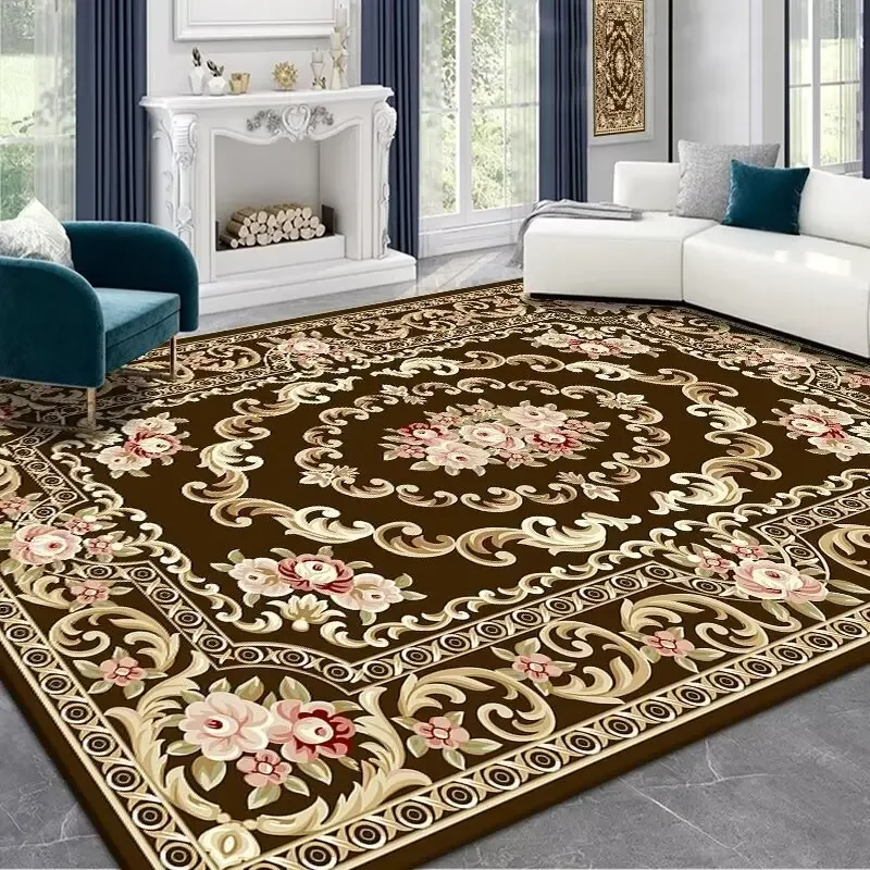 Retro Luxury Living Room Decoration Carpet European Style Home Washable Soft Floor Mat Non-slip Bedroom Large Sofa Table Rug 4