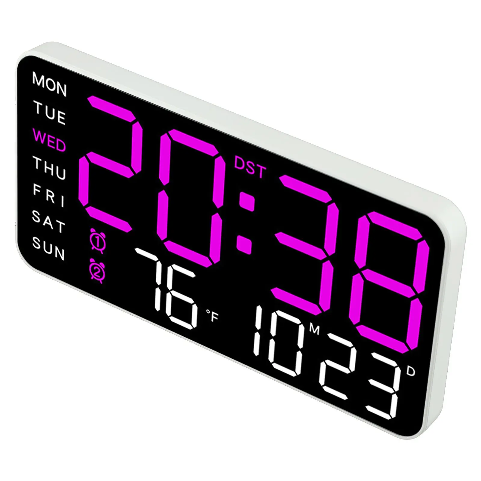 LED digital wall clock Day And Week Display brightness adjustment USB powered voice-activated wake-up for daily use