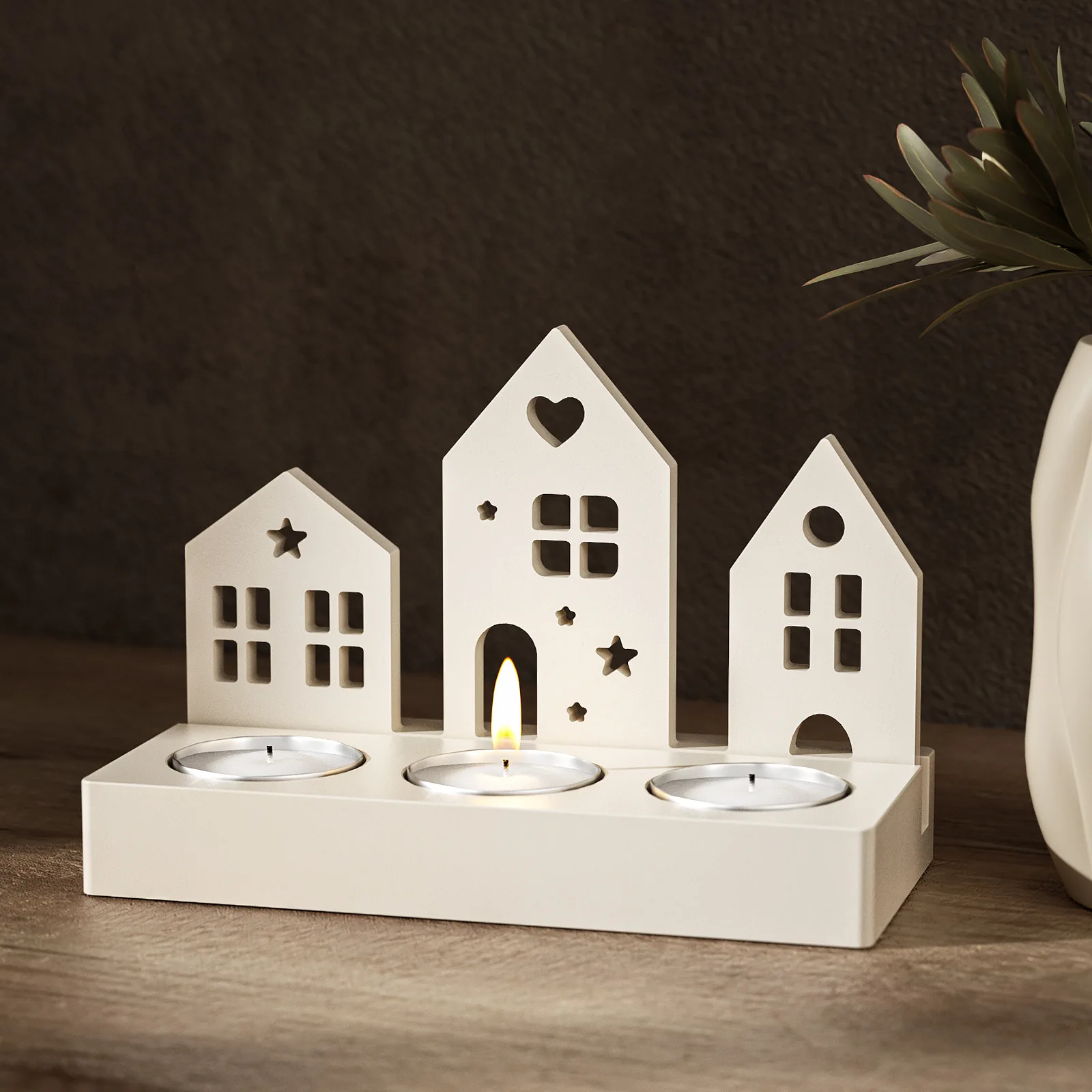 Houses Silicone Mold House Insert Ornament Hollow Light House Mold For Candle Tea Light Holder Insert Casting Decor