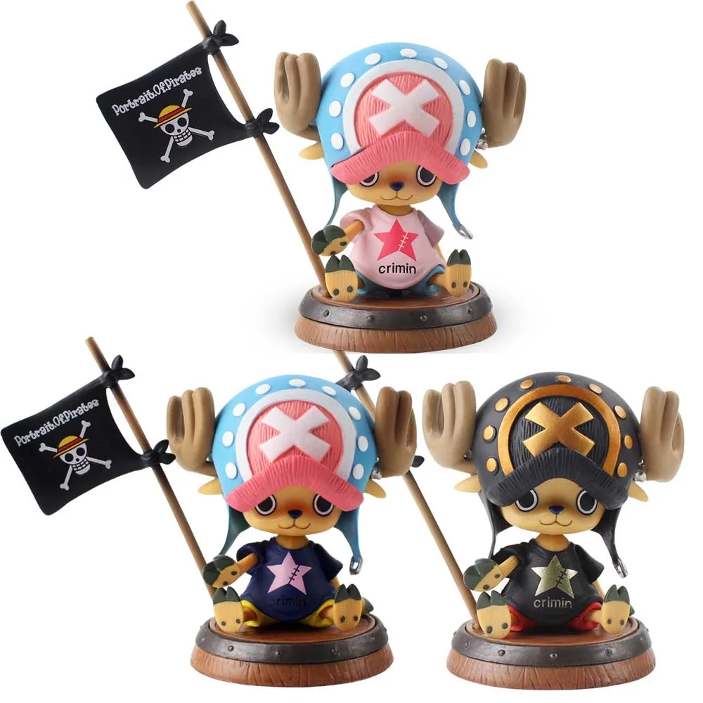 8Cm Op Tony Tony Chopper Action Figures Anime Chopper Con Bandiera Pirati Giocattoli Modello In Pvc