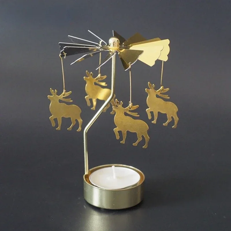 Candle Holders Metal Rotating Spinner Carousel Table Decoration