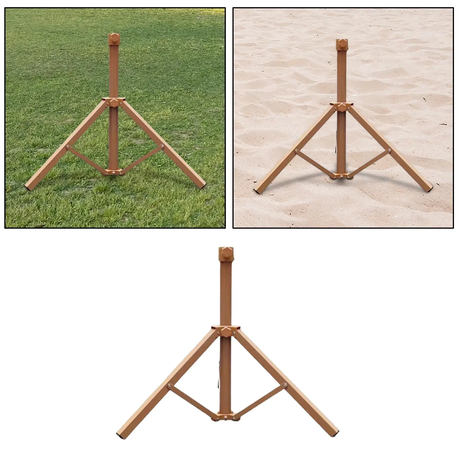 Beach Umbrella Stand Metal Triangle Stand Heavy Duty Adjustable Outdoor Umbrella Stand for Backyard Fishing Outside Yard Patio