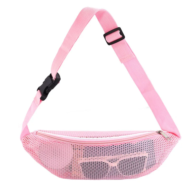 

1Pc Beach Mesh Waist Bag Adjustable Seashell Bags For Boys Girls Shell Collecting Bag With Zipper Festivals Events For Travel