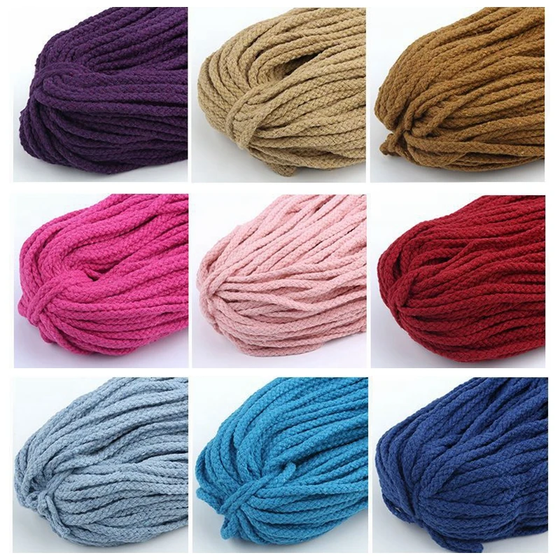 5yards 7mm Cotton Rope DIY Craft Decorative Twisted Cord for Sewing Gift Packing Bouquet Accessories