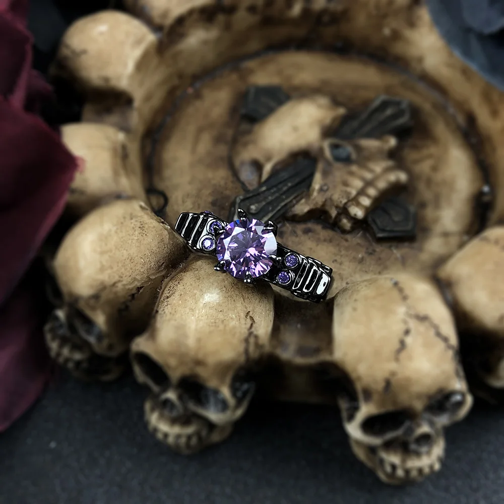 Retro Punk Skull Gothic Ring For Women Men Halloween Goth Black Gold Color Rings Accession Fashion Jewelry R523 gold color rings gold color ring finger ring