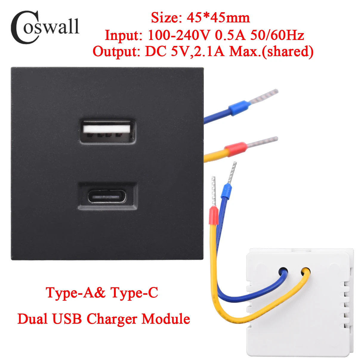 Coswall Dual USB Wall Charger with 20W Fast Charging Capability