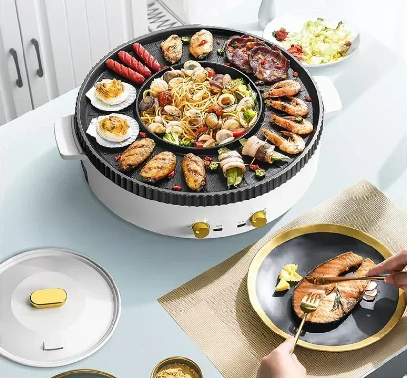 Electric Grill Hotpot. Non-Stick. Barbecue. Toaster Oven. 2 In 1. 2 Flavor Hot Pot. Multi Cooker. 6