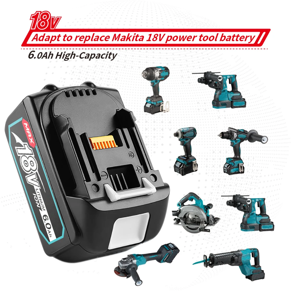 LCD Charger Rechargeable Battery 18V 6000mAh Lithium ion power tool battery rechargeable battery For Makita 18v Battery 6Ah BL1815 BL1850 BL1830 BL1860 LXT400