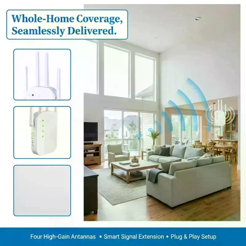 24G WiFi 신호 확장기 300Mbps 무선 리피터, 시골 및 도시 가정의 커버리지 향상