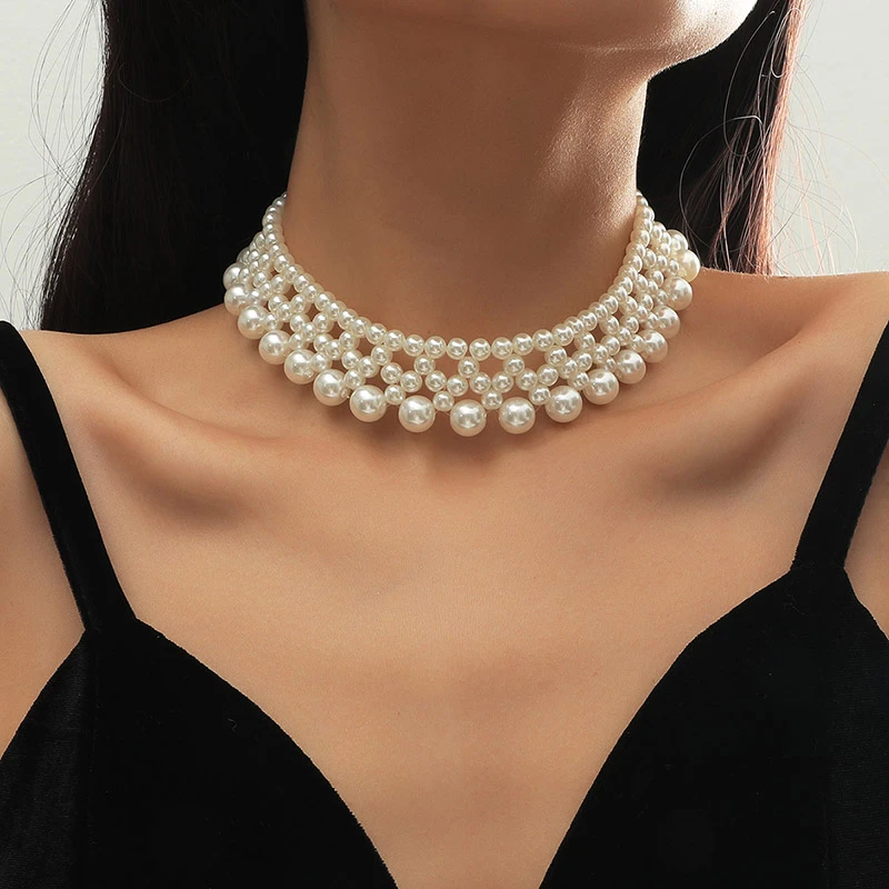 Collares de perlas de imitación blancas a a la moda, OL, tipo gargantilla| - AliExpress