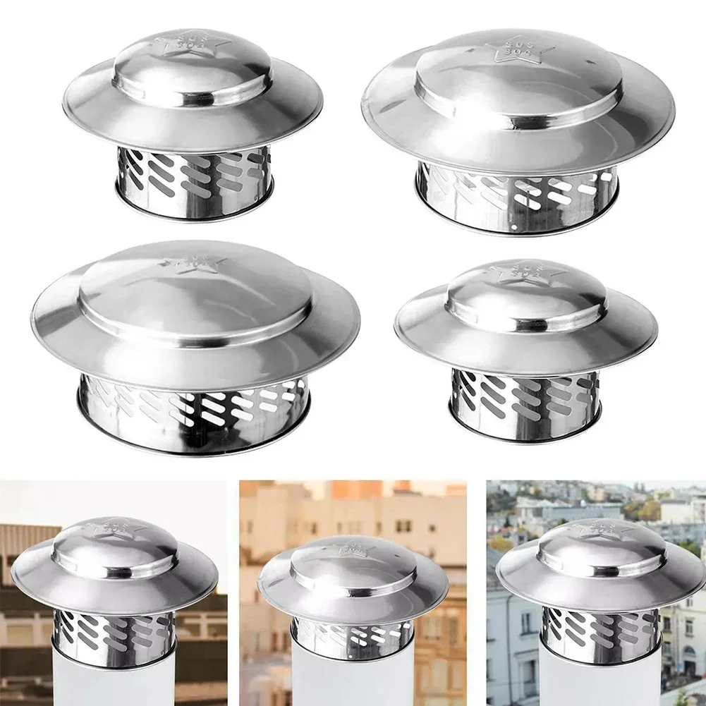Stainles Steel Chimney Cap 80mm/110mm/160mm/220mm Exterior Wall Fresh Air Outlet Roof Pipe Exhaust Hood Ventilation Ducts