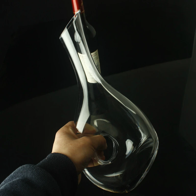 Premium Handmade Crystal Red Wine Decanter with Flat Base and Thickened Walls - 1000ML Capacity