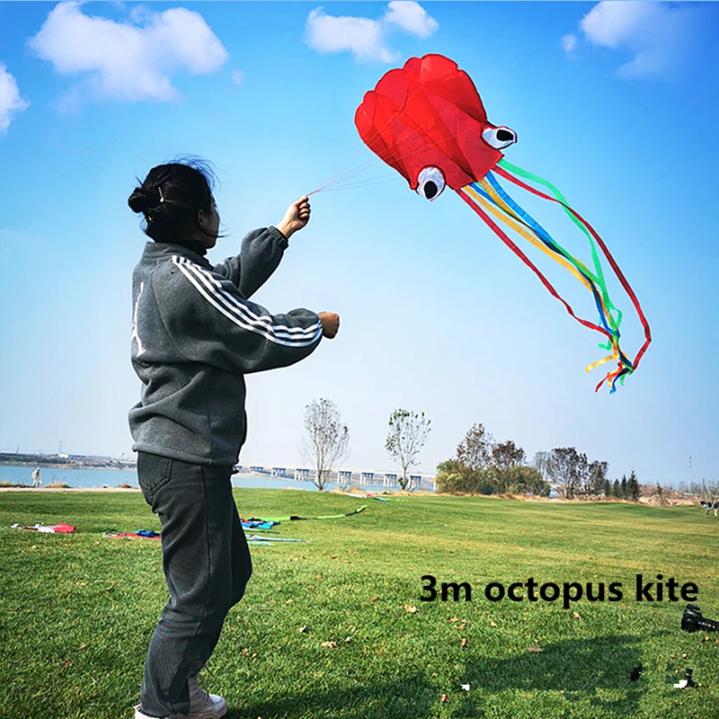New High-quality 3m Octopus Kite with Handle Line Children's Kite Foldable Outdoor Activities Easy To Fly A Variety of Colors