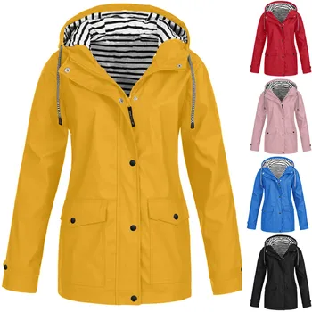 Women‘s Solid Color Jackets For Autumn Winter Outdoor Patchwork Windbreaker Full Zip Hooded Workout Jackets With Pockets 5