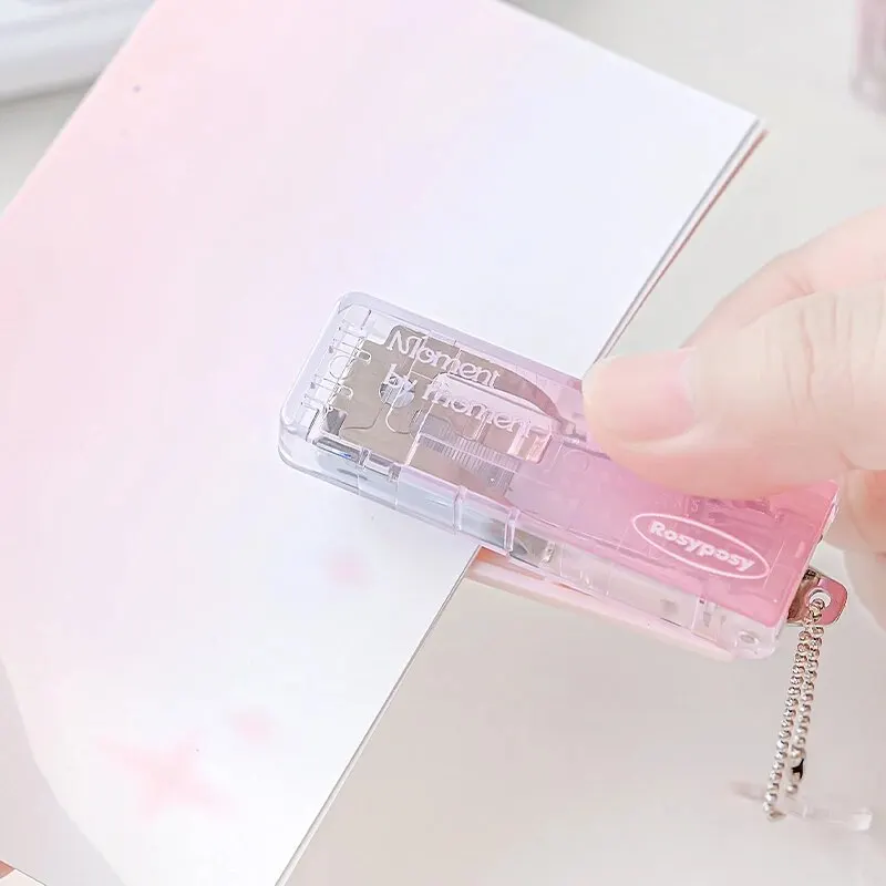 Clear INS Stapler Portable Mini High Value Gradient for Students Office Supplies Korean Bookbinding Tool 2Style push stapler mini stapler set hand stapler metal stapler