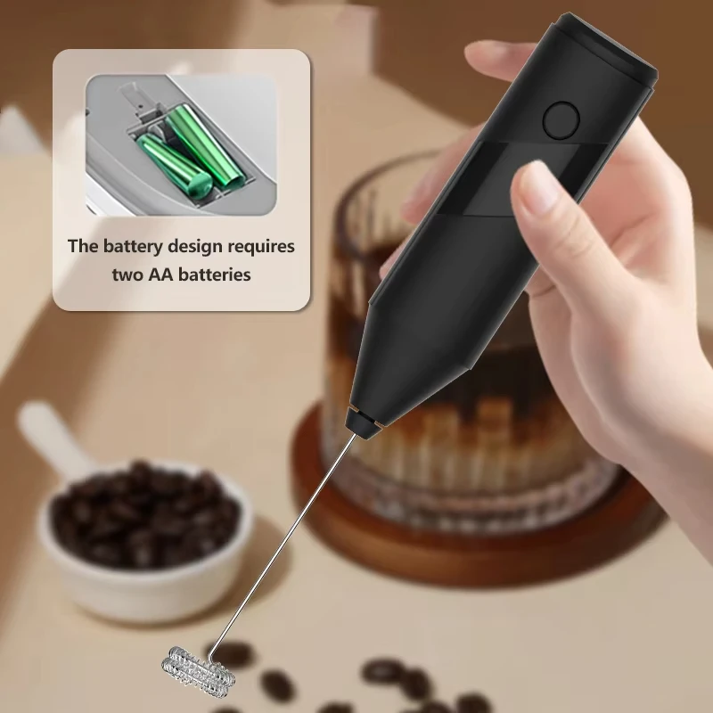 Battery powered milk frother, milk frother, AA size electric coffee mixer, egg beater, kitchen cream mixer, blender 3