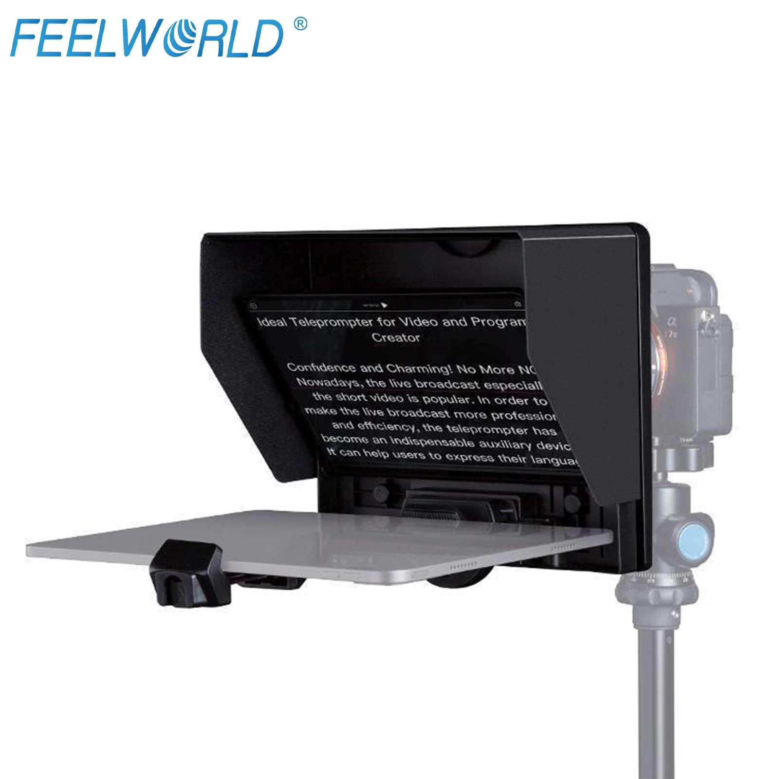 Feelworld Tp10 Teleprompter Pieghevole Portatile Da 10 Pollici Supporta Fino A 11 "Smartphone/Tablet Prompting Smartphone Dslr Shooting
