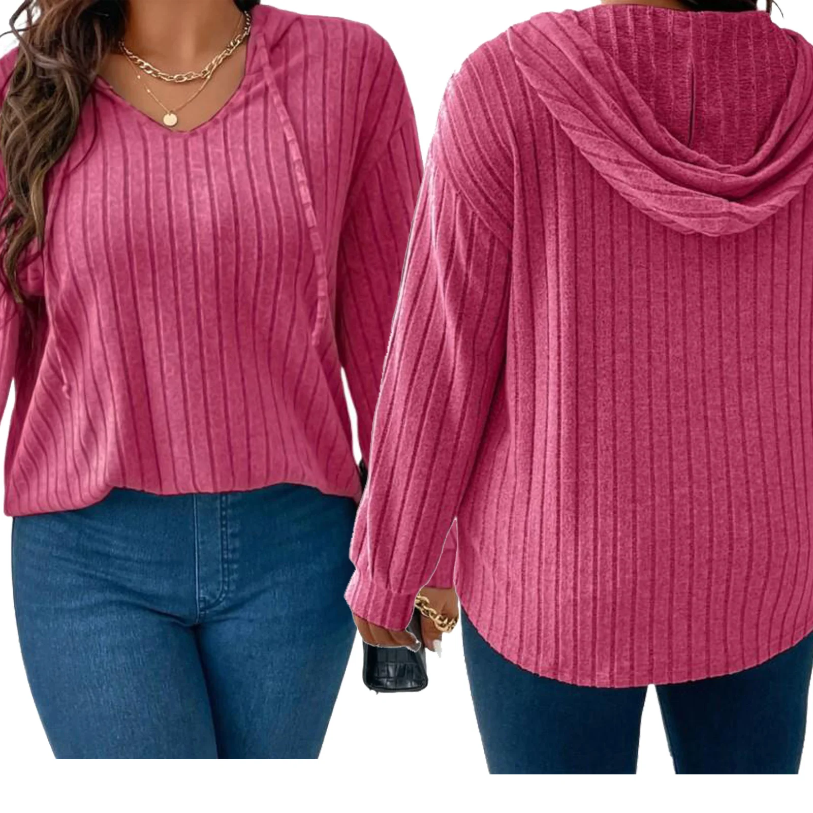 Women Long Sleeve V Neck Casual T Shirts