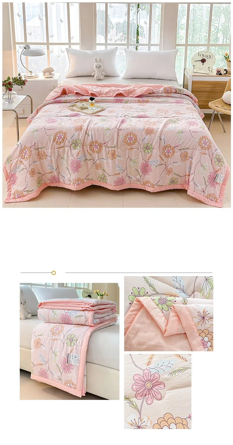 1pc Printed Thin Duvet Simple Style Quilts for Summer Soft Bedspread Adults Kids Room Comforter edredones (No Pillowcase)