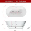 55" Sleek White Acrylic Freestanding Soaking Bathtub with Chrome Overflow and Drain 5