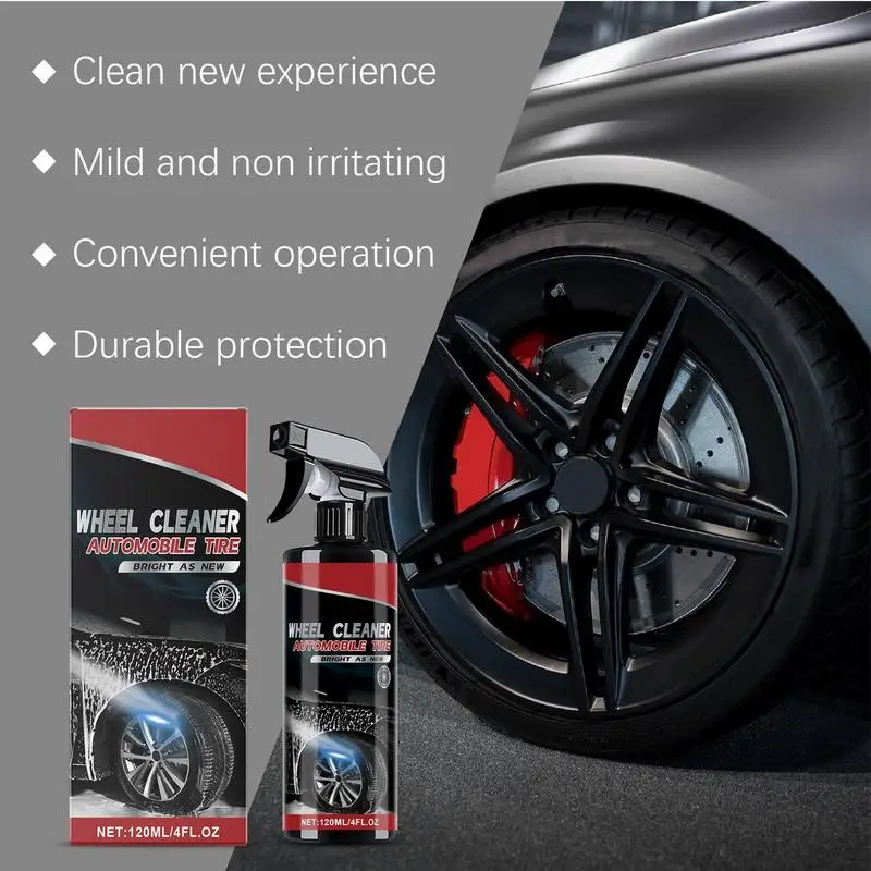 Car Tire Cleaner 120ml Auto Wheel Cleaning Spray Automotive Wheel Care Strong Cleaning Brake Dust Remover Car Detailing
