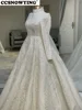 Luxury Satin Appliques Wedding Dress for Bride Long Sleeve High Neck Dubai Arabic Hijab Muslim Bride Gown Vestidos De Novia 5