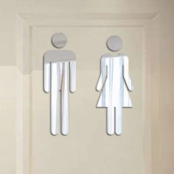 1 Pair Bathroom Acrylic Mark Label Removable Back Self-adhesive Toilet WC Sign Wall Sticker DIY Decor Woman Man WC Logo 1