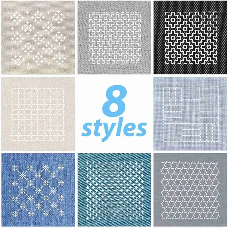 TA-48Pcs 플라스틱 사시코 스텐실 키트 4.7 X 4.7인치 기하학적 패턴 템플릿 초보자를 위한 드로잉 라인 자수 패턴