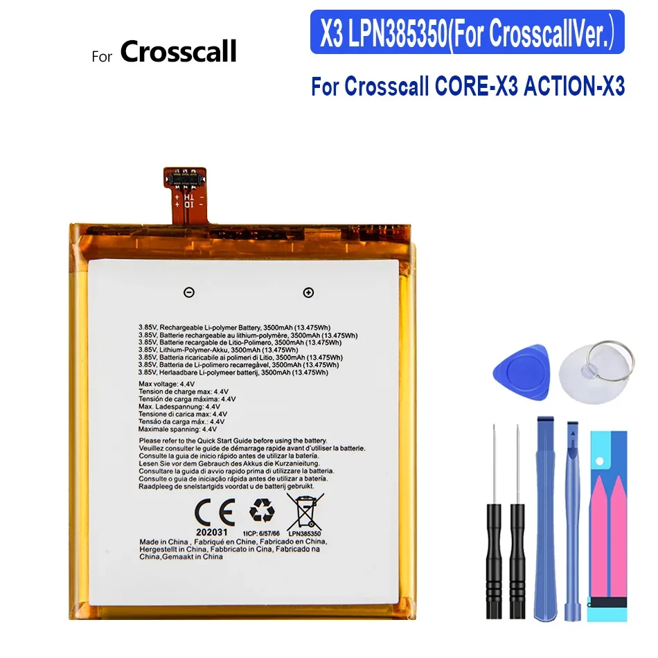 

Аккумулятор X3 X 3 3500 мАч LPN385350 для Crosscall CORE-X3 ACTION-X3 мобильный телефон высококачественные батареи