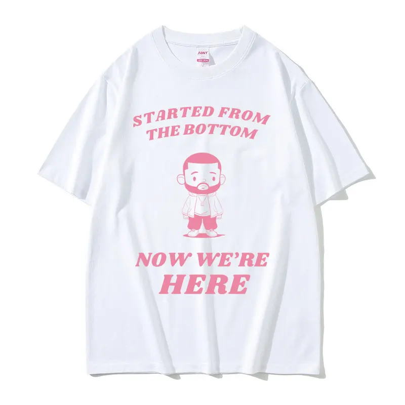 Дрейк начал снизу сейчас мы здесь графическая футболка с мемом Мужская хлопковая футболка большого размера мужские забавные повседневные футболки в стиле хип-хоп