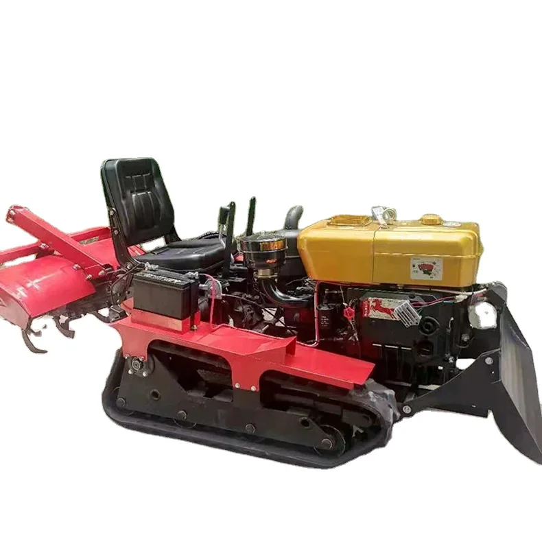 

Multi functional agricultural tracked tractor, remote-controlled tracked cultivator, weeding and trenching machine