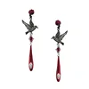 MASW Original Design Hiphop Cool Hot Girl Style Red Flower Black Bird Dangle Earrings For Women Gift Modern Jewelry Accessories 3