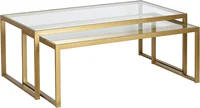 Rectangular Nested Coffee Table in Brass, Modern coffee tables for living room, studio apartment essentials 1