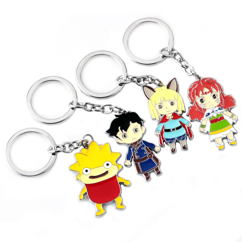 Vintage Ni No Kuni Revenant Kingdom Enamel Keychain For Men Metal Pendant Key Ring Holder Figure Key Finder Chaveiro Jewelry