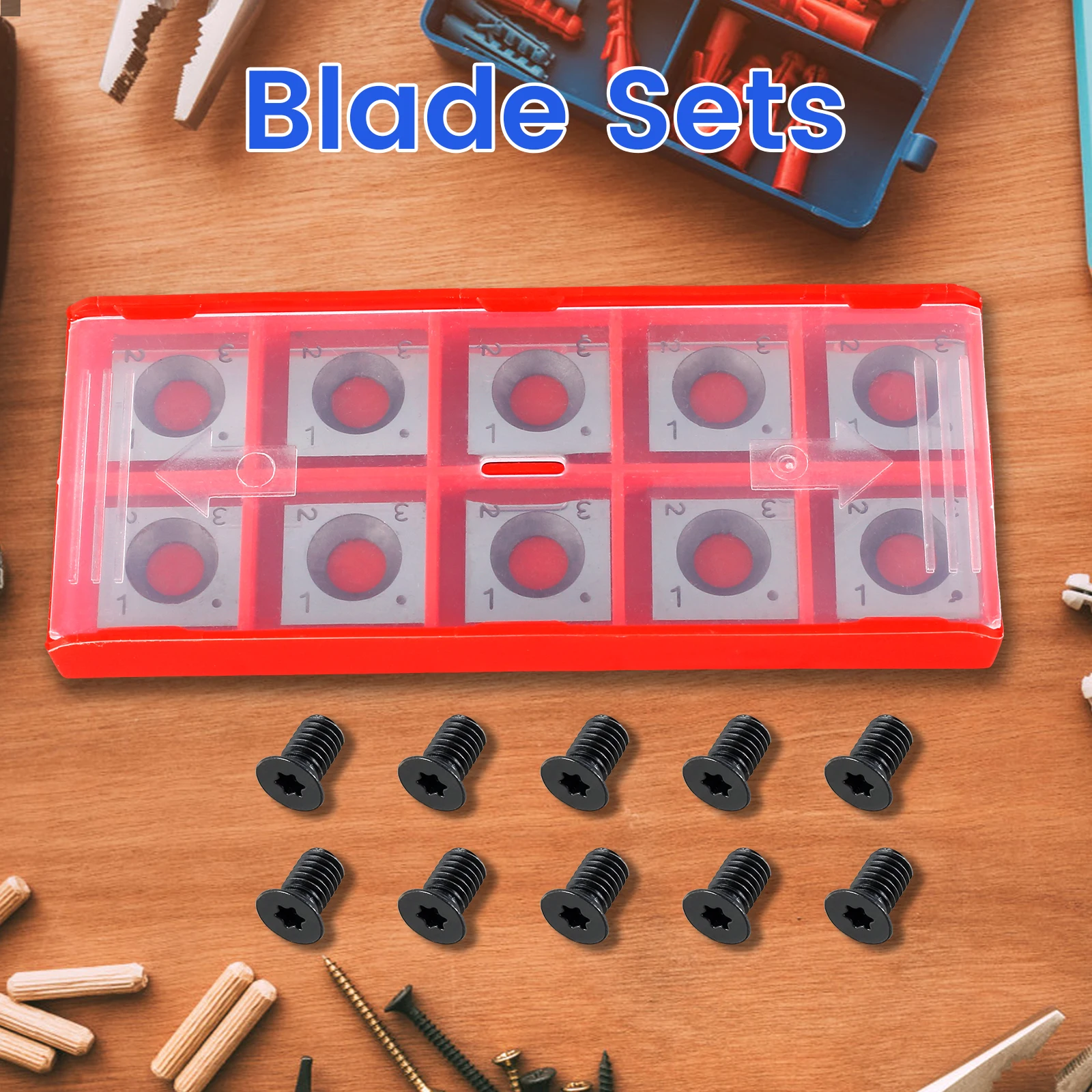 

10Pcs Tungsten Carbide Cutter Insert Set Standard Sharp Square Straight Carbide Cutter Set with 10 Screws Portable with 4