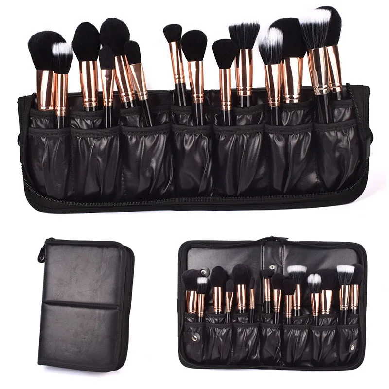 

Foldable Brace Holder Makeup Brushes Bag PU Leather Travel Beauty Brush Pouch Toiletry Organizer Tools Case Women Cosmetic Bag