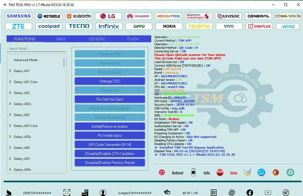 TSM-TOOL Pro 1,2 Year for FRP IMEI KG MDM Repair